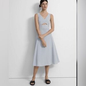 THEORY Cutout Midi Dress in Crisp Poly $395 Size 10
